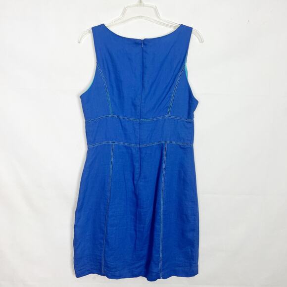 Kenar Linen Blue Sleeveless Dress Size 8 Natural & Breathable - Picture 5 of 12